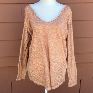 Free People We The Free Brown Rust Long Sleeve Distressed Top Blouse Size Medium